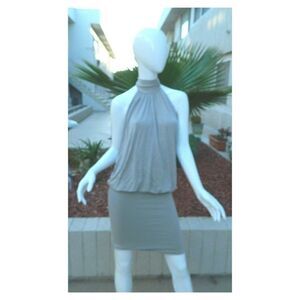 Rachel‎ Pally Dress Gray Halter Low Back Sz Medium